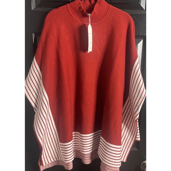Uniexcosm XL Women's Mock Neck Poncho Sweater Batwing SL Oversized Chunky Knit - Picture 2 of 9